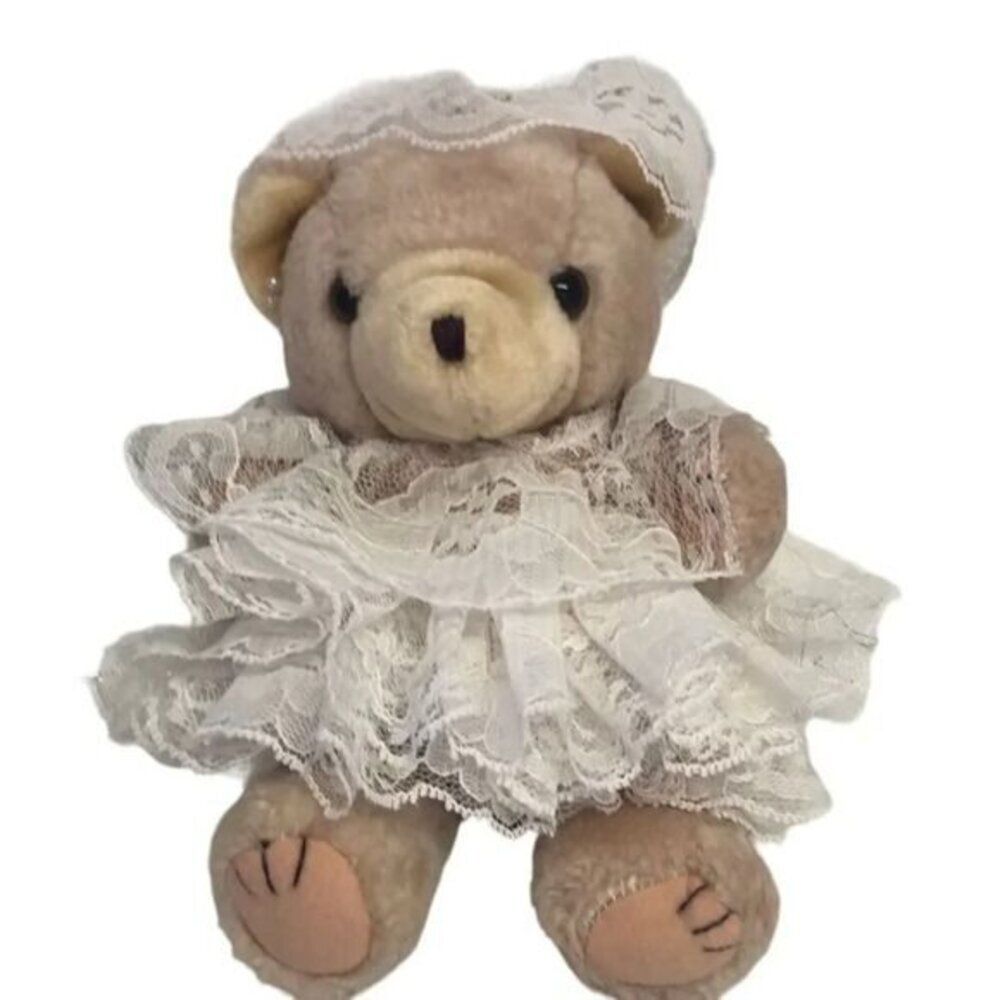 Vintage Lace Teddy Bear Plush Stuffed‎ Animal Toy Collectible Gift